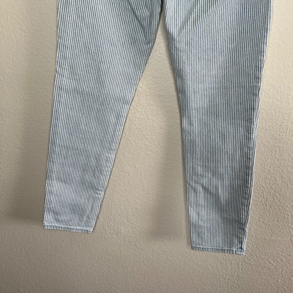 Madewell 10" Womens Blue White High-Rise Skinny Crop Jeans Piper Stripe Size 25 - Picture 4 of 13